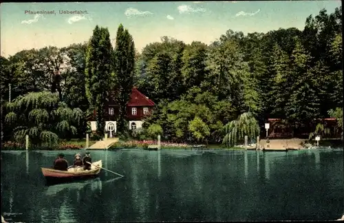 Ak Berlin Zehlendorf Wannsee, Pfaueninsel, Überfahrt, Ruderboot