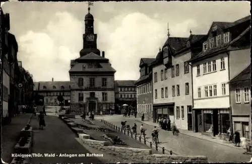 Ak Königsee in Thüringen, Anlagen am Rathaus, Sparkasse, Konsum