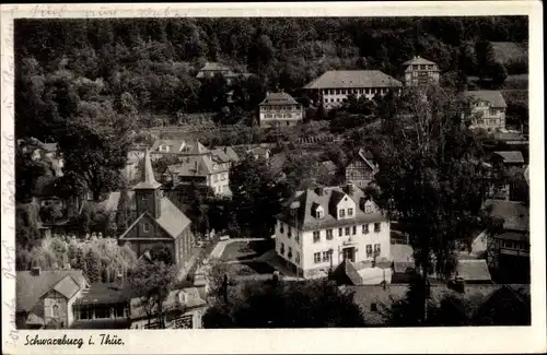 Ak Schwarzburg Thüringer Wald, Kirche mit Gemeindehaus und Forstschule