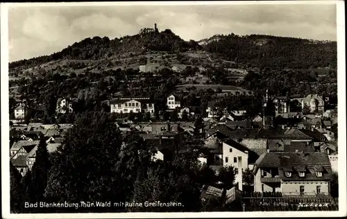 Ak Bad Blankenburg in Thüringen, Panorama mit Ruine Greifenstein
