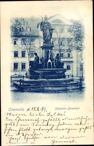 Ak Chemnitz in Sachsen, Saxonia-Brunnen