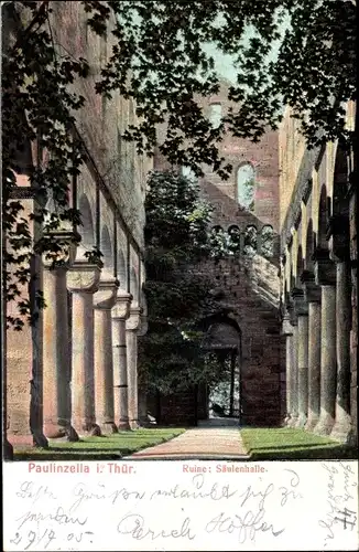 Ak Paulinzella Königsee Rottenbach in Thüringen, Ruine, Säulenhalle