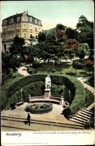 Ak Annaberg Buchholz Erzgebirge, Zick Zack Promenade, Denkmal Georg des Bärtigen, Treppe