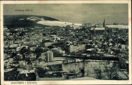 Ak Annaberg Buchholz im Erzgebirge, Panorama, Pöhlberg, Winter