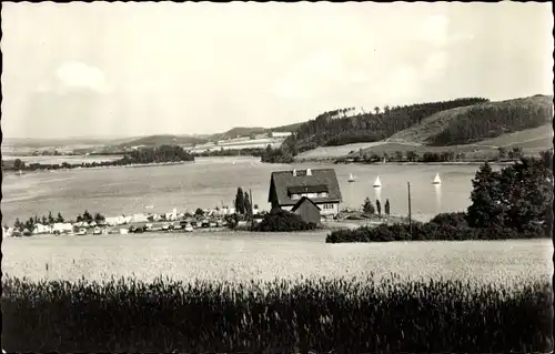 Ak Pirk Burgstein Weischlitz im Vogtland, Talsperre Pirk mit Strandcafe