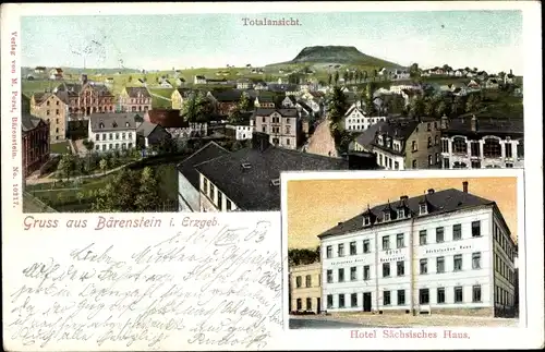 Ak Bärenstein im Erzgebirge, Gesamtansicht, Hotel Sächsisches Haus