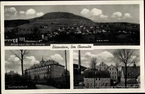 Ak Bärenstein im Erzgebirge, Panorama von der Hutweide, Centralschule, Hindenburgstraße, Petzoldstr.