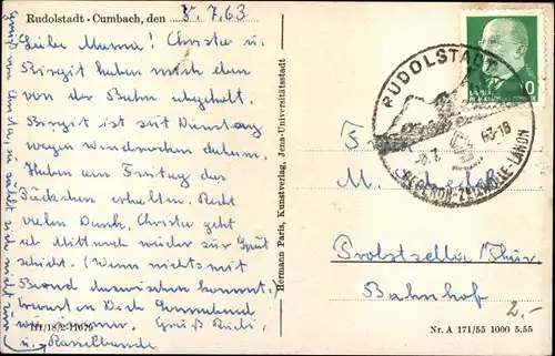 Ak Rudolstadt in Thüringen, Blick auf die Stadt und Cumbach