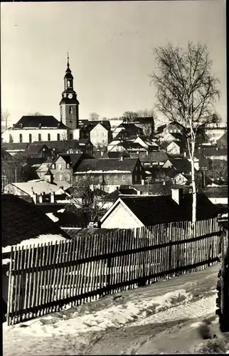 Ak Wurzbach in Thüringen, Teilansicht, Kirche, Winter, Schnee