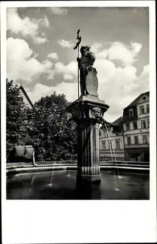 Ak Pößneck in Thüringen, Der Marktbornmann, Brunnen