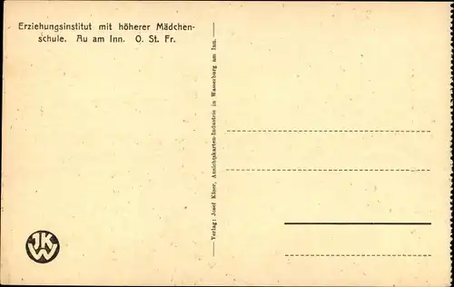 Ak Au am Inn Gars am Inn Obb., Erziehungsinstitut, Höhere Mädchenschule, Laubengang nach Lourdes