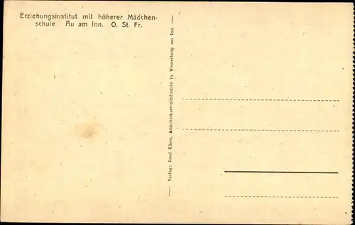 Ak Au am Inn Gars am Inn Oberbayern, Erziehungsinstitut, Höhere Mädchenschule, Laube