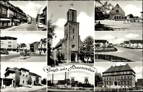 Ak Baesweiler, Kirche, Siedlung West, Kückstraße, Kirchplatz, Rathaus, Zeche Carl Alexander