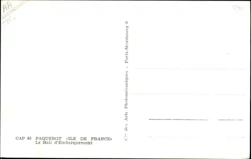 Ak Paquebot Ile de France, CGT French Line, le Hall d'Embarquement