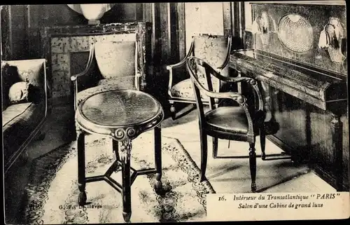 Ak Le Havre, Paquebot Paris, CGT French Line, Interieur, Salon d'une Cabine de grand luxe