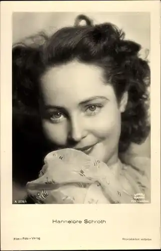 Ak Schauspieler Hannelore Schroth, Portrait, Film Foto Verlag A 3778/1