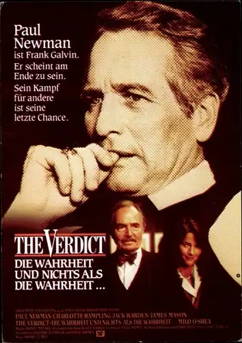 Ak Schauspieler Paul Newman, The Verdict, Die Wahrheit und nichts als die Wahrheit