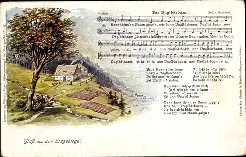 Lied Ak Vogel, Wilhelm, Dar Vuglbärbaam, Landschaftsidylle, Erzgebirge