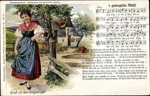 Lied Ak Vogel, Wilhelm, 's gebergische Mädl, Erzgebirge