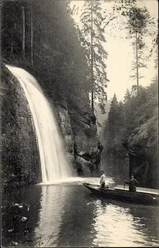 Ak Hřensko Herrnskretschen Elbe Reg. Aussig, Edmundsklamm, Wasserfall