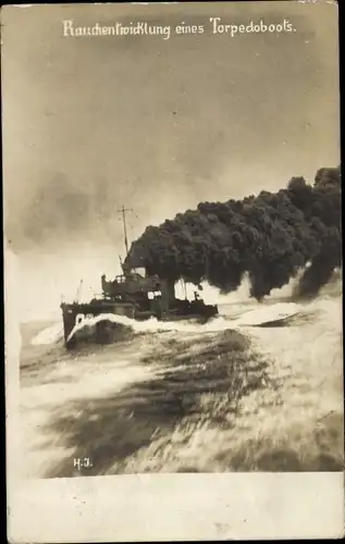 Foto Ak Deutsches Kriegsschiff, Torpedoboot, Rauchentwicklung, Kaiserliche Marine