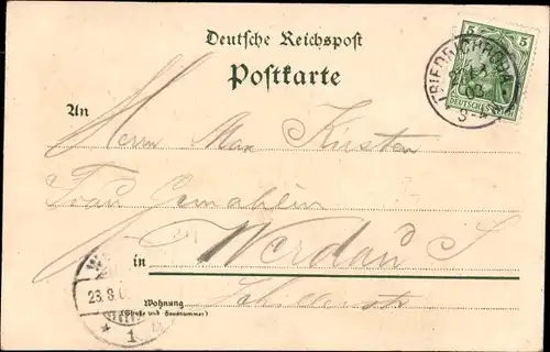 Litho Brotterode Trusetal in Thüringen, Inselsberg, Wanderer