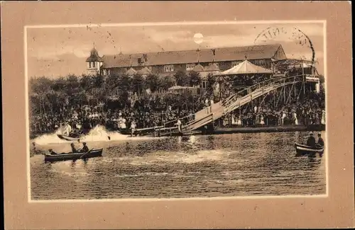 Ak Limbach Oberfrohna in Sachsen, Stadtpark, Crystall Palast, Wasserrutschbahn