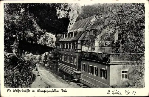 Ak Weihersmühle Weismain Oberfranken, Partie am Gasthof Pension Forelle