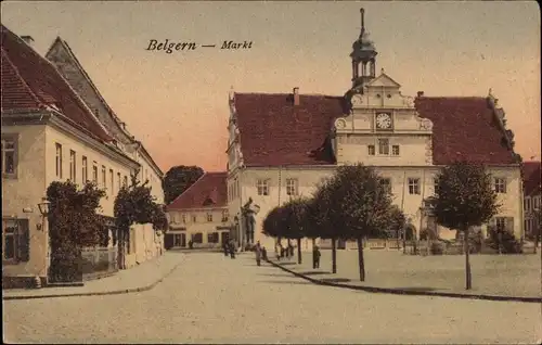 Ak Belgern in Sachsen, Markt, Rathaus