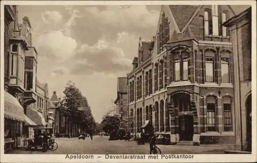 Ak Apeldoorn Gelderland, Deventerstraat met Postkantoor