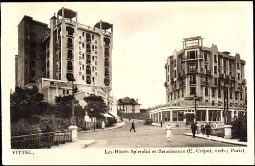 Ak Vittel Lothringen Vosges, Les Hotels Splendid et Renaissance