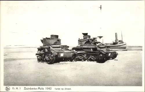 Ak Dunkerque Dünkirchen Nord, Duinkerke Malo 1940, Tanks op Strand