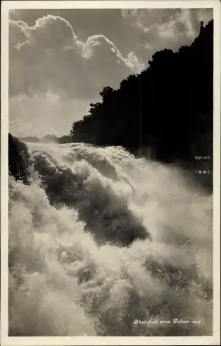 Ak Rheinfall Kanton Schaffhausen, Blick vom Felsen aus