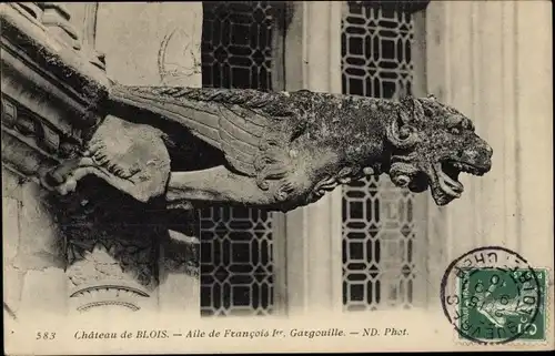 Ak Blois Loir-et-Cher, Gargouille, Gargoyle am Chateau, Wasserspeier