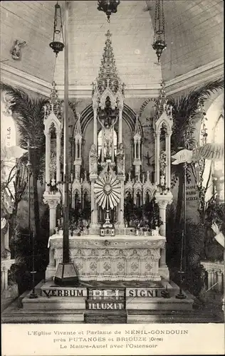 Ak Mesnil Ménil Gondouin Orne, Altar der Kirche