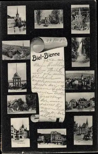 Ak Biel Bienne Kt. Bern, diverse Ansichten des Ortes