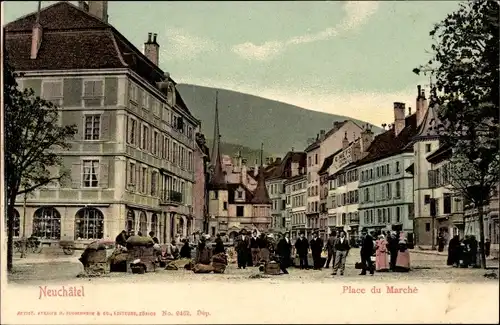 Ak Neuchâtel Neuenburg Stadt, Place du Marche