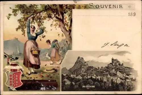 Litho Sion Sitten Kt. Wallis, Reklame, Cacao Suchard, Stadtansicht