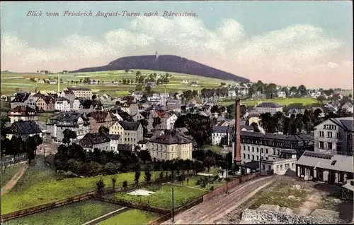 Ak Bärenstein Erzgebirge, Panorama vom Friedrich August Turm, Fabrik