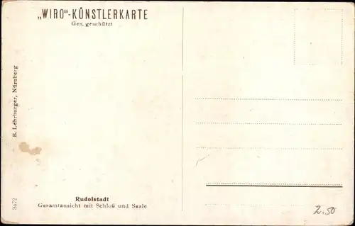 Ak Rudolstadt in Thüringen, Gesamtansicht mit Schloss und Saale