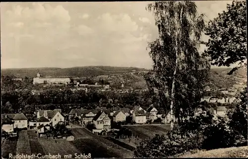 Ak Rudolstadt in Thüringen, Gesamtansicht mit Schloss und Ortsteil Cumbach