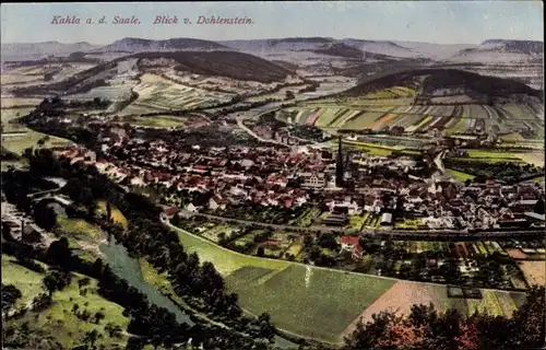 Ak Kahla in Thüringen, Blick vom Dohlenstein, Panorama