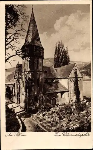 Ak Trechtingshausen am Rhein, Clemenskapelle, Friedhof