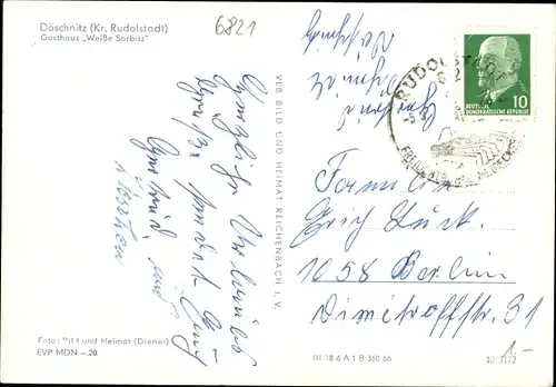 Ak Döschnitz in Thüringen, Gasthaus Weiße Sorbitz, Kutsche