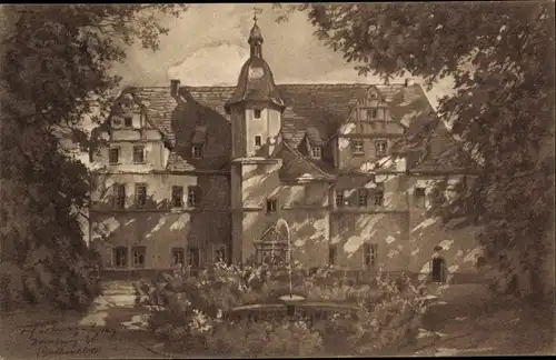 Künstler Ak v. Hartwig Leipzig, Dornburg an der Saale Thüringen, Das Goethe Schloss