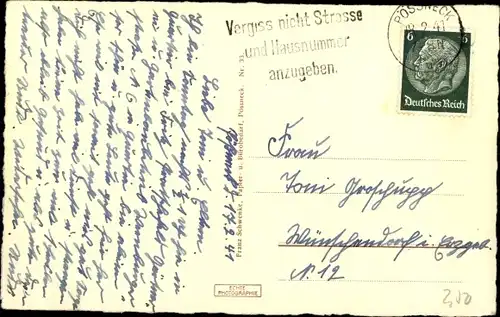 Ak Pößneck in Thüringen, Markt, Post und Kriegerdenkmal, Weißer Turm, Rathaustreppe, Wappen