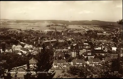 Ak Pößneck in Thüringen, Totalansicht von der Altenburg aus