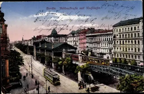 Ak Berlin Schöneberg, Bülowstraße mit Hochbahn