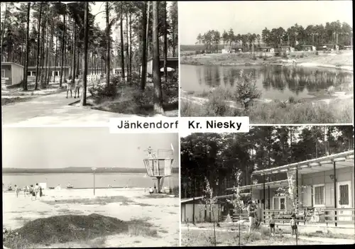 Ak Jänkendorf Waldhufen Sachsen, Bungalowsiedlung am Wacheberg, Badestrand Reichend. Damm