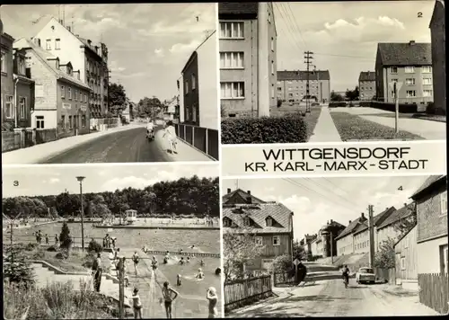 Ak Wittgensdorf Chemnitz, Untere Hauptstraße, AWG Siedlung, Sommerbad, Burgstädter Straße